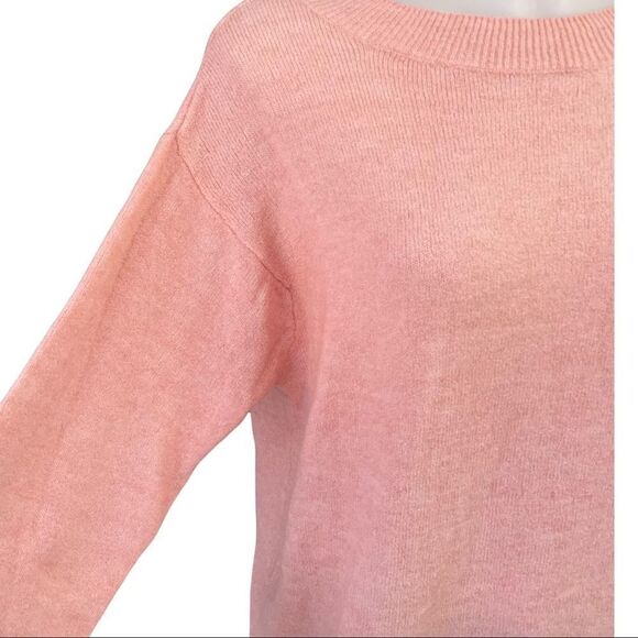WOOLEN BLOOM WOOL BLEND PINK KNIT SWEATER OVERSIZED‎ ROUND NECK RIBBED TOP SZ S - Picture 6 of 10